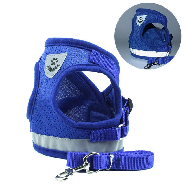 Dog Harness with Leash Summer Pet Adjustable Reflective Vest Walking Lead for Puppy Polyester Mesh Harness for Small Medium Dog