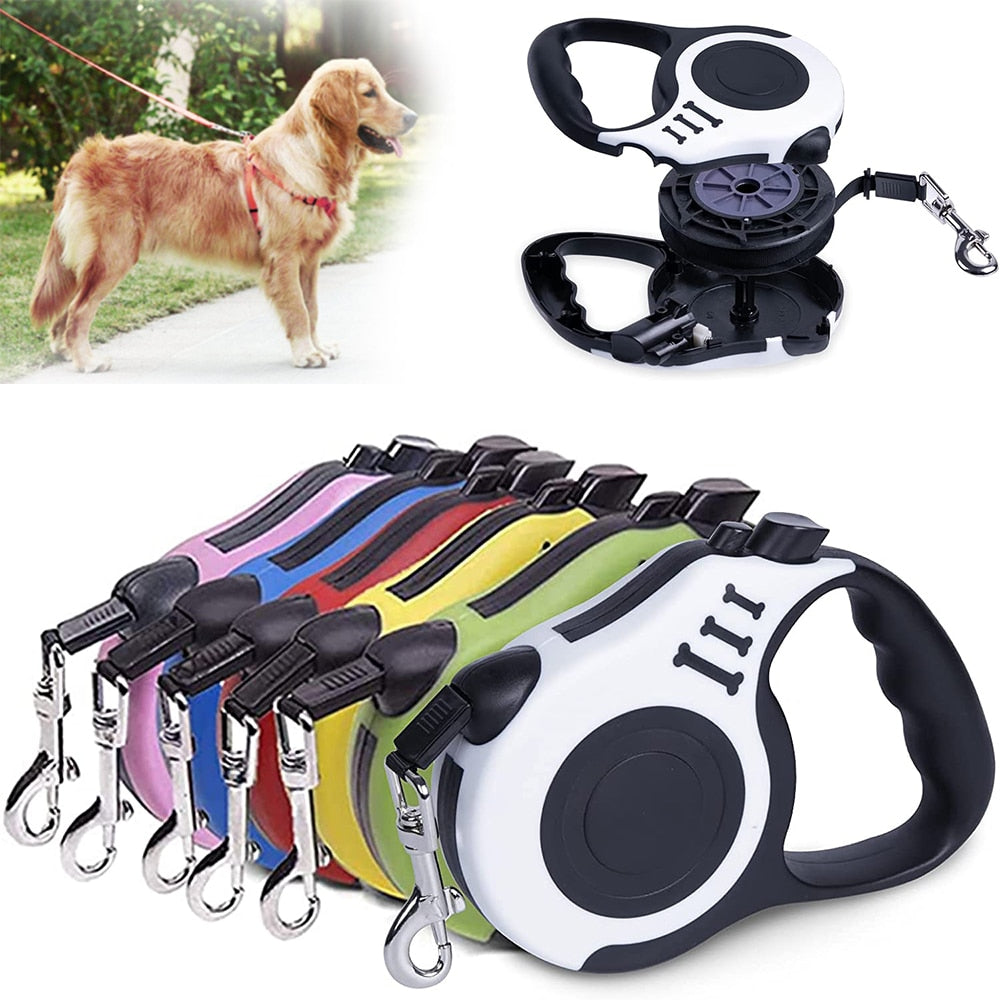 Dog Leash Pet Walking Leash Automatic Retractable Nylon Cat Lead Extension Puppy Walking Running Lead Roulette For Dogs harness